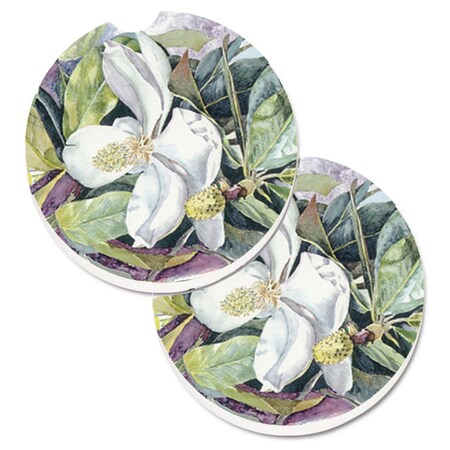 Carolines Treasures Flower Magnolia Set of 2 Cup Holder Car Coaster 8004CARC